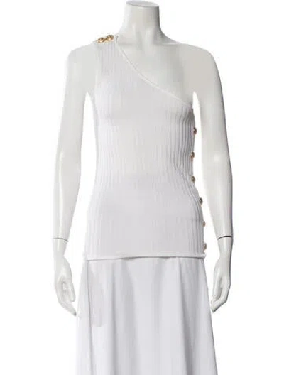 Pre-owned Balmain One-shoulder Sleeveless Top In White