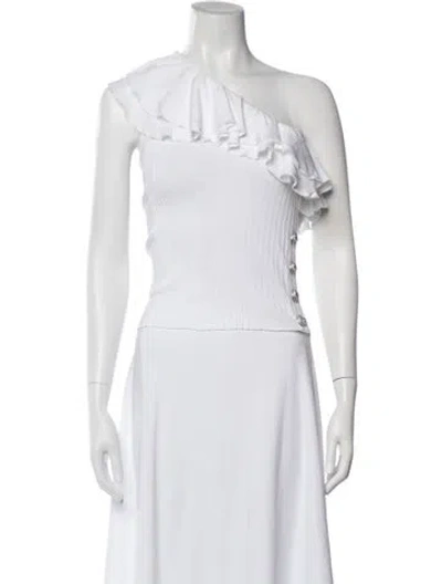 Pre-owned Balmain One-shoulder Sleeveless Top In White