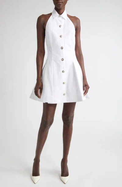 Balmain Open Back Cotton Poplin Shirtdress In White