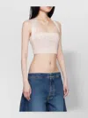 Balmain Open Back Square Neck Crop Top In Neutral