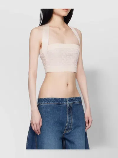 BALMAIN OPEN BACK SQUARE NECK CROP TOP