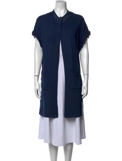 Pre-owned Balmain Open Front Sweater In Blue