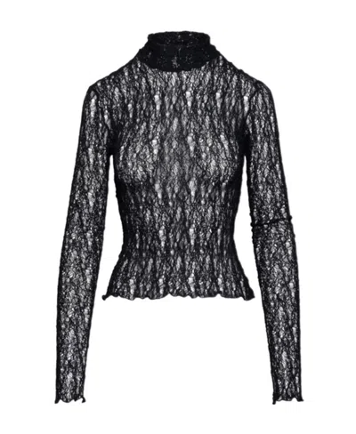 Balmain Open-knit Round-neck Jumper In Black