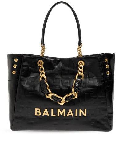 Balmain Open Large Tote Bag In Black