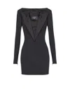 Balmain Open Neck Double-collar Tailored Mini Dress In Black