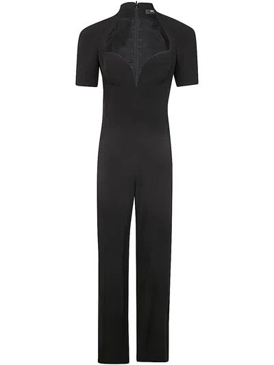 Balmain Open Neck Tailored Crepe Jumpsuit In Black