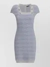 Balmain Tweed Mini Dress With Lurex Thread In Blue