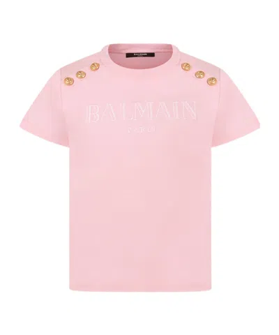 Balmain Open-necked Black Shirt In Pink