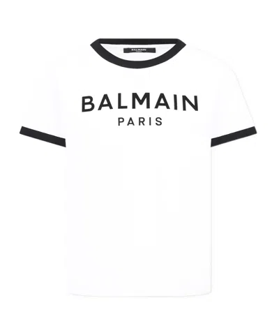 Balmain Open-necked Black Shirt In White