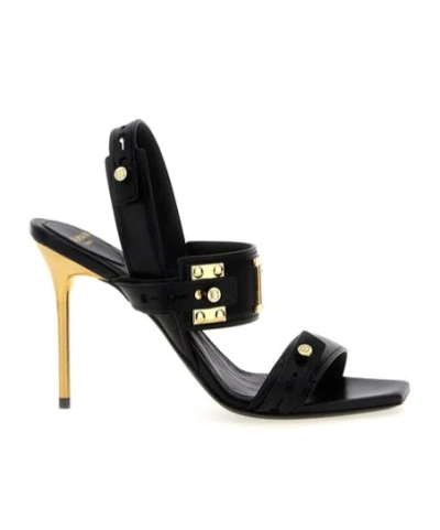 Balmain Open-toed High-heeled Sandals In Black