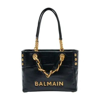 Balmain Open Tote Sm In Black