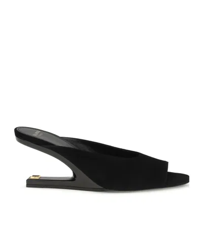 Balmain Open-toe Wedge Heeled Sandals In Black