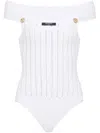 Balmain White Off-the-shoulder Bodysuit In White