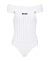 Balmain White Off-the-shoulder Bodysuit In White
