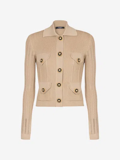 BALMAIN BALMAIN OPENWORK KNIT CARDIGAN