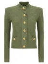 Balmain Openwork Knit Cardigan Sweater, Cardigans In Green