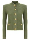Balmain Openwork Knit Cardigan Sweater, Cardigans In Green