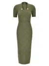 Balmain Gingham Knitted Midi Dress In Green