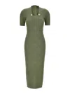 Balmain Gingham Knitted Midi Dress In Green