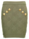 Balmain Openwork Knit Mini Skirt In Green