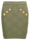 Balmain Openwork Knit Mini Skirt In Green