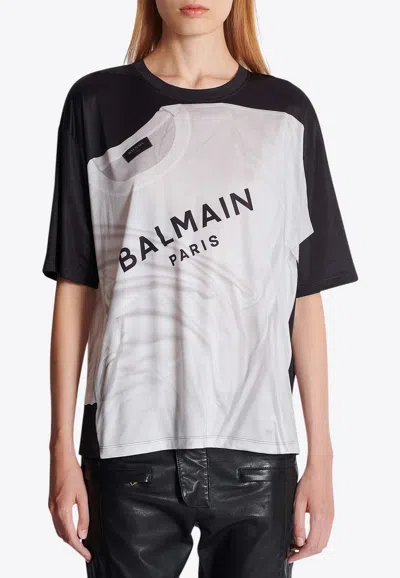 Balmain Optical Illusion Print T-shirt