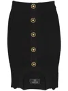 Balmain Black Optical Illusion Ribbed Knit Miniskirt In Black