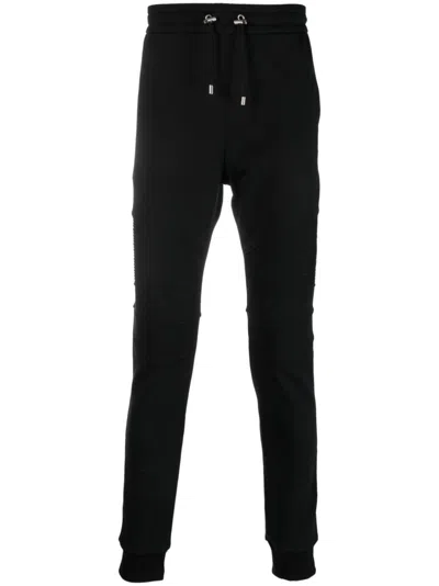 Balmain Organic Cotton Fitted Track Trousers In Black