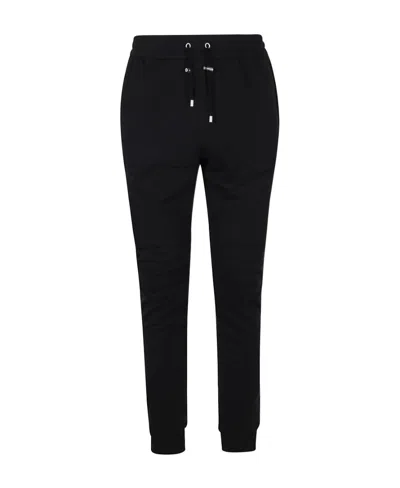 Balmain Organic Cotton Fitted Track Pants In Black