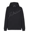 Balmain Cotton Hoodie With Embossed Velvet Logo In Black