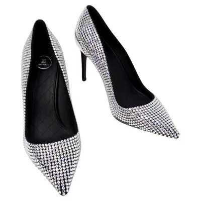 Pre-owned Balmain Orys Suede & Rhinestone Embellished Pumps In Black