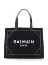 Balmain B-army Medium Shopper In Black And White Canvas And Leather In Black