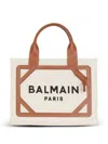 Balmain Logo Printed Top Handle Bag In Brown