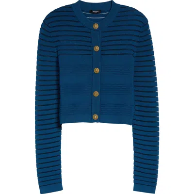 Balmain Ottoman Stripe Cardigan In Multi