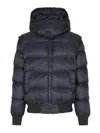 Balmain Short Nylon Jacquard Down Jacket With Black Monogram Men In Black