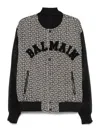 Balmain Pb Labyrinth Monogram Varsity Bomber Jacket In Black