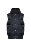 Balmain Monogram Printed Hooded Vest In Navy Blue