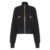 Balmain Textured Fabric Short Jacket With High Collar In Black