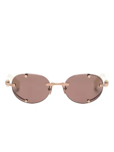 Balmain Sonnenbrille Mit Ovalem Gestell In Nude