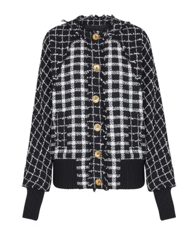 BALMAIN OVERSIZED BOMBER JACKET IN MIXED TWEED