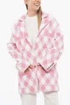 Balmain Oversized Coat With Gingham Pattern In Pink