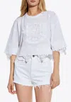 Balmain Embroidered Lace-trimmed Top In White