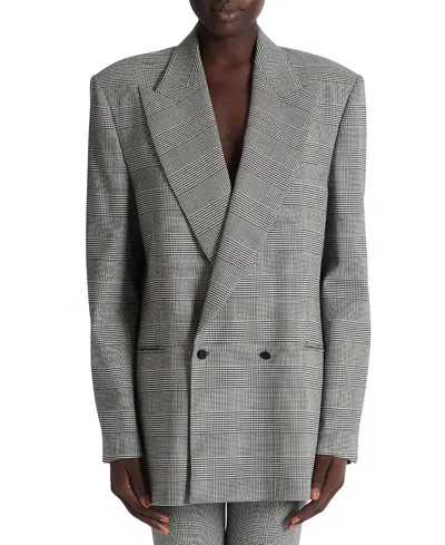 Balmain Oversized Jacket In Prince Of Wales Jacquard In Gray