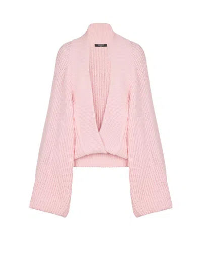Balmain Oversized Knit Jumper In Pink