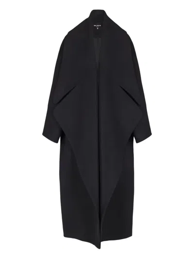 Balmain Wollmantel Mit Oversized-revers In Black