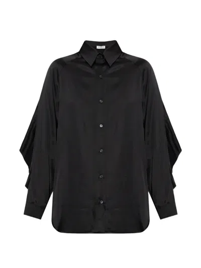 Balmain Oversized Silk Shirt In Black