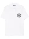 Balmain White Polo Shirt With Collar And Coin Print On The Front In Cotton Man