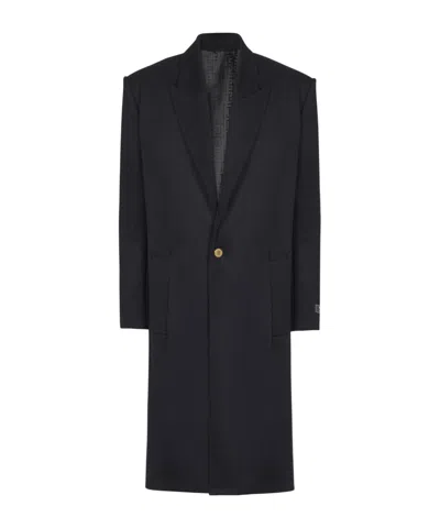 Balmain Oversized Wool And Cashmere Coat In Black