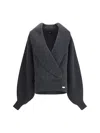 Balmain Oversized Wrap-effect Sweater In Gray