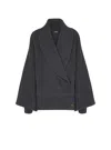 Balmain Oversized Ribbed Knit Pullover With Shawl Collar In Gray